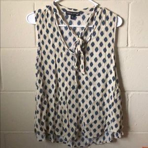 Sleeveless Tie Front Patterned Tank